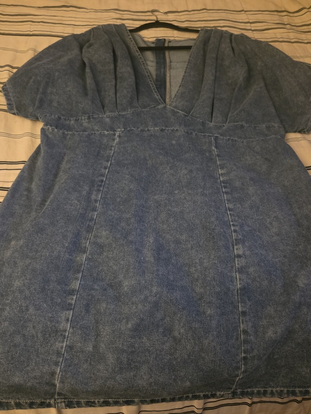 Shein Denim Blue V-Neck Women's Dress